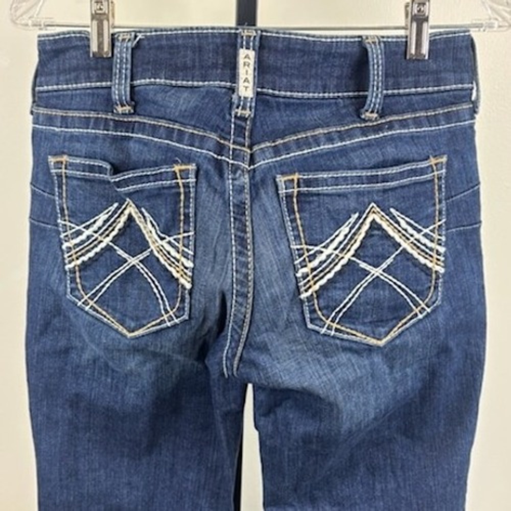 Ariat REAL Denim Bootcut Jeans Wash Embellished‎ Pockets Women Size 29L - Picture 3 of 7
